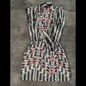 Aqua Aztec Print Elastic Waist Mini Dress Size XS